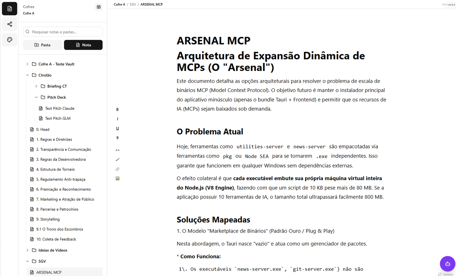 Sistema de Vaults e Notas